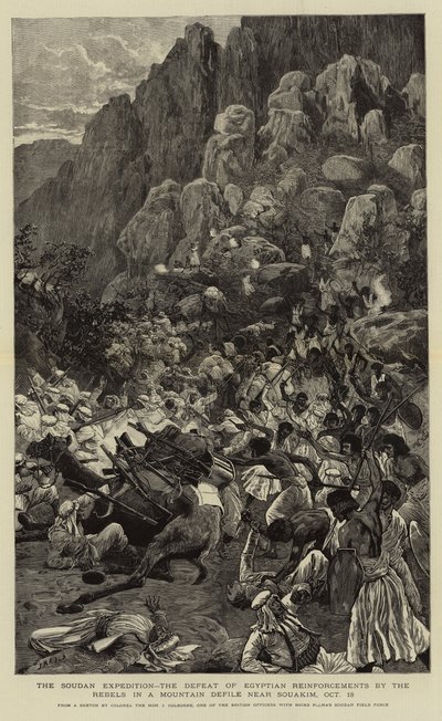 De Soedan Expeditie, de Nederlaag van Egyptische Versterkingen door de Rebellen in een Bergpas nabij Souakim, 18 oktober door Joseph Nash